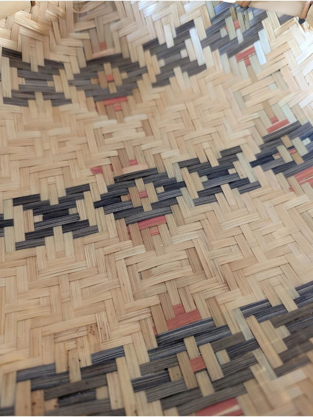 Vintage Southeast Asian Woven Hexagon Straw Basket Tray